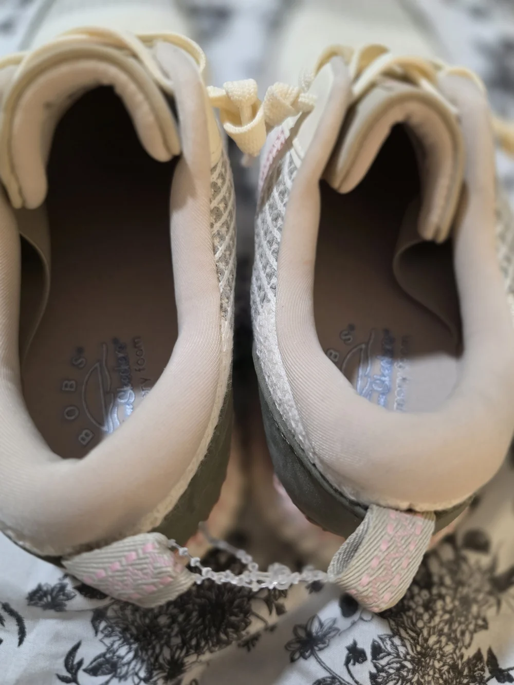 Skechers  Bobs Memory Foam Women's White, Gray & Light Pink Mesh Sport Sneaker